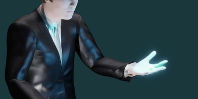zakenman draagt een pak manager hand uitvoerend financier 3d illustratie foto