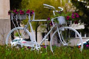 fiets met mand voor bloemen foto