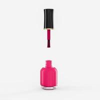 roze nagellak product 3d fotografie van glazen flesje met zwarte lak dop 3d illustratie foto