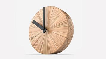 houten ronde muur horloge - klok geïsoleerd op een witte achtergrond wijzerplaat 10 uur 3d illustratie foto