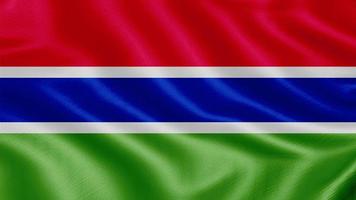 vlag van gambia. realistische wapperende vlag 3d render illustratie met zeer gedetailleerde stof textuur. foto