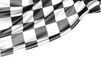 gecontroleerde racevlag op een witte achtergrond, 3d illustratie foto