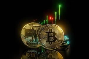 bitcoin-handelsplatform, bitcoin-handel, cryptocurrency-uitwisseling - 3d render foto