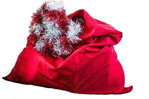 Kerstman rode zak, geïsoleerd op een witte achtergrond. foto