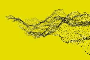 abstracte wetenschap en technologie 3D-rendering. dynamisch deeltjesgaas op gele achtergrond foto
