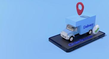 3D-rendering online dienstverlening op mobiele app, service overal foto