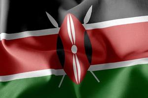 3D-rendering illustratie vlag van Kenia. zwaaien met de windvlag foto