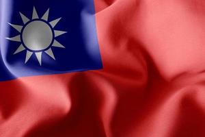 3D-rendering illustratie vlag van Taiwan. zwaaien op de windfla foto