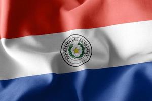 3D-rendering illustratie vlag van paraguay. zwaaien op de wind f foto