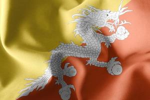 3D-rendering illustratie close-up vlag van bhutan. zwaaien op de foto