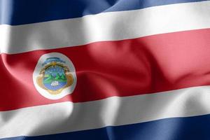 3D-rendering illustratie close-up vlag van costa rica. zwaaien foto