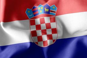 3D-rendering illustratie close-up vlag van Kroatië. zwaaien op de foto