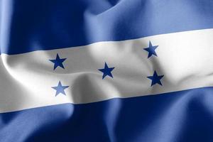 3D-rendering illustratie close-up vlag van honduras. zwaaien op deze foto