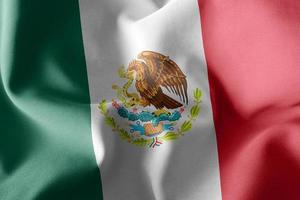 3D-rendering illustratie vlag van mexico. zwaaien op de windfla foto