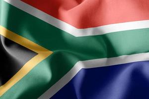 3D-rendering illustratie vlag van Zuid-Afrika. zwaaien op de wi foto