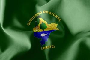 3d illustratievlag van loreto is een regio van peru. zwaaien op deze foto