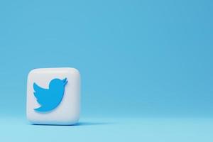Twitter-logo op een blauwe achtergrond. 3D render. foto