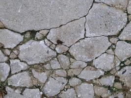 gebroken cementvloer met een beetje gras. foto