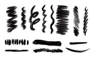 abstracte penseelstreekelementen. zwarte lijnen in abstracte krabbelstijl voor creatief ontwerp foto