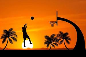 basketbalspeler silhouet springen foto