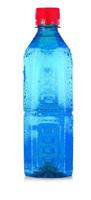 plastic blauwe fles geïsoleerd op witte achtergrond foto