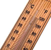 houten thermometer op de witte achtergrond foto