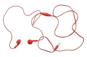 rode oortelefoon geïsoleerd op witte achtergrond foto
