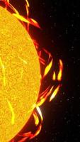 zon zonnevlam in ruimte achtergrond verticale 3D-rendering foto
