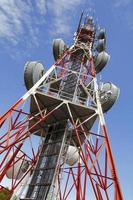 telecommunicatietoren tegen blauwe hemel foto