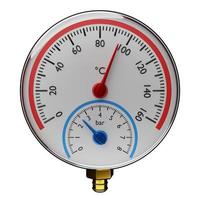 3d illustratie van een ronde barometer met markeringen tot 160 op een witte geïsoleerde background foto