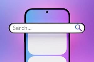 3d kleurrijke illustratie van een moderne smartphone met een informatiezoekbalk foto