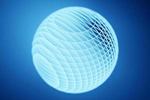 3d illustratie van een blauwe bol op een blauwe achtergrond. een close-up van een ronde vorm. foto