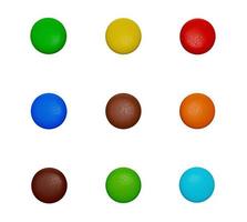 kleurrijke snoepjes knop set geïsoleerd op een witte achtergrond smarties regenboog snoepjes 3d illustratie foto