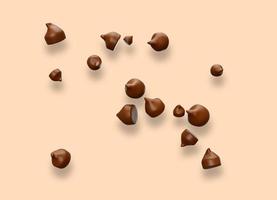 chocoladeschilfers op een lichtroze achtergrond 3D-rendering foto