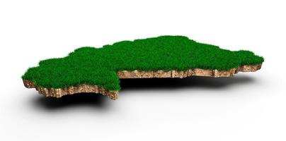 burkina faso kaart bodem land geologie dwarsdoorsnede met groen gras en rotsgrond textuur 3d illustratie foto