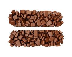 is gelijk aan teken dubbel streepje teken gemaakt van chocolade stukjes chocolade stukjes wiskunde symbool 3d illustratie foto