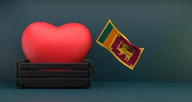 ik hou van sri lanka vlag sri lanka met hart, kopieer ruimte, 3d werk en 3d beeld foto