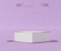 3D geometrische vormen. witte marmeren doos crack podium. modeshow podium, voetstuk, etalage met kleurrijk thema. minimale scène voor productweergave. foto