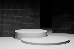 3D-rendering illustratie van podium display showcase voor productplaatsing in minimaal ontwerp. podium podium showcase foto