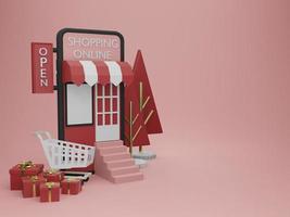 levering aan huis van online winkelen in 3D-afbeeldingsweergave foto