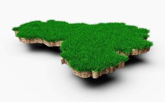 venezuela kaart bodem land geologie dwarsdoorsnede met groen gras en rotsgrond textuur 3d illustratie foto