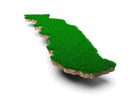 togo kaart bodem land geologie dwarsdoorsnede met groen gras en rotsgrond textuur 3d illustratie foto