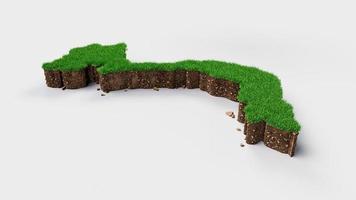 gedetailleerde vietnam kaart met groen gras en bodem modder 3d illustratie foto