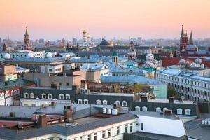 zonsondergang uitzicht over het centrum van Moskou, Rusland