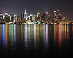 New York City Manhattan midtown skyline 's nachts foto