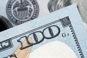 Amerikaans geld, honderd dollarbiljetten foto