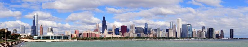 chicago skyline over het meer van michigan foto