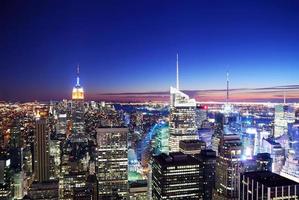 new york city manhattan skyline zonsondergang foto