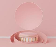 3d abstract render minimale scène van roze koraalpodium voor displayproducten en reclame met schone achtergrond foto
