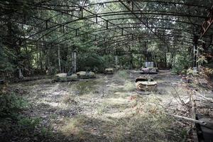 botsauto's, pripyat-stad in de uitsluitingszone van Tsjernobyl, oekraïne foto